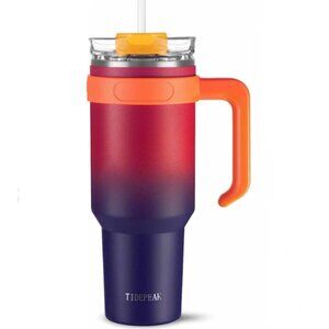 40 oz - Stainless Steel Insulated Hot/Cold Tumbler w/ Handle, Lid & Straw